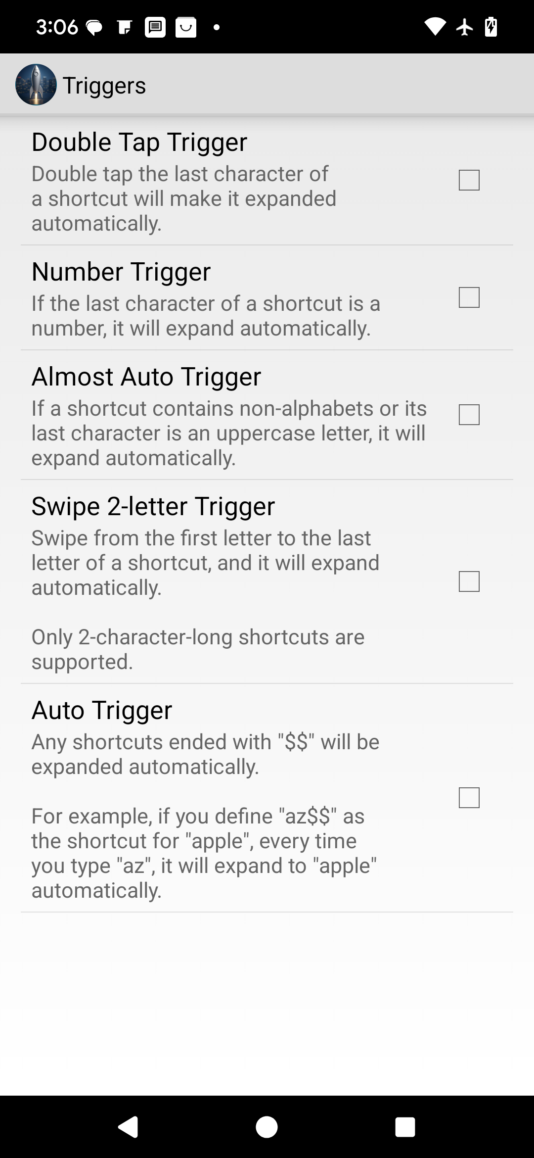 Trigger Options