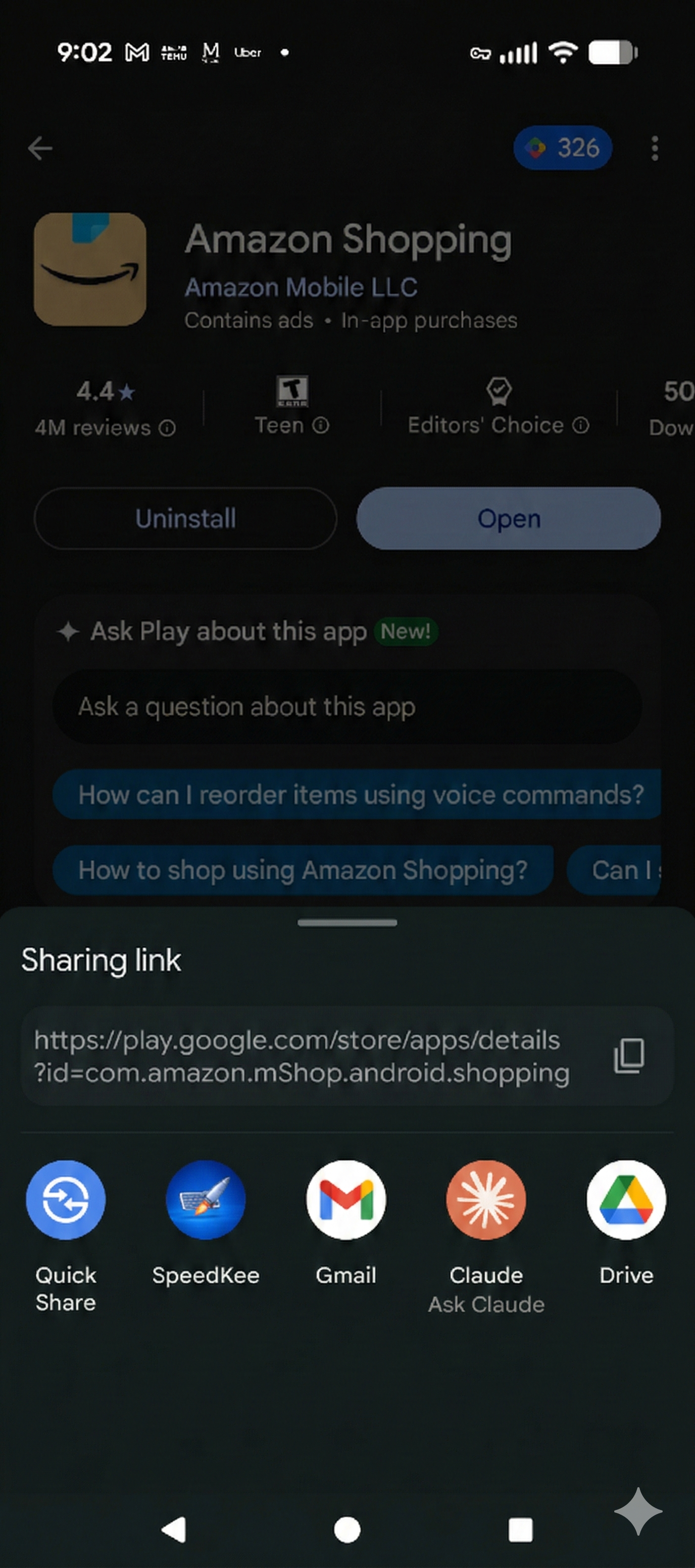 Share sheet showing SpeedKee